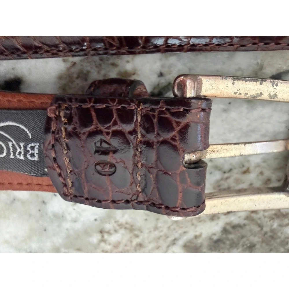 Vintage Brighton Men's Belt Size 40 Brown Braided Leather Solid Brass Buckle